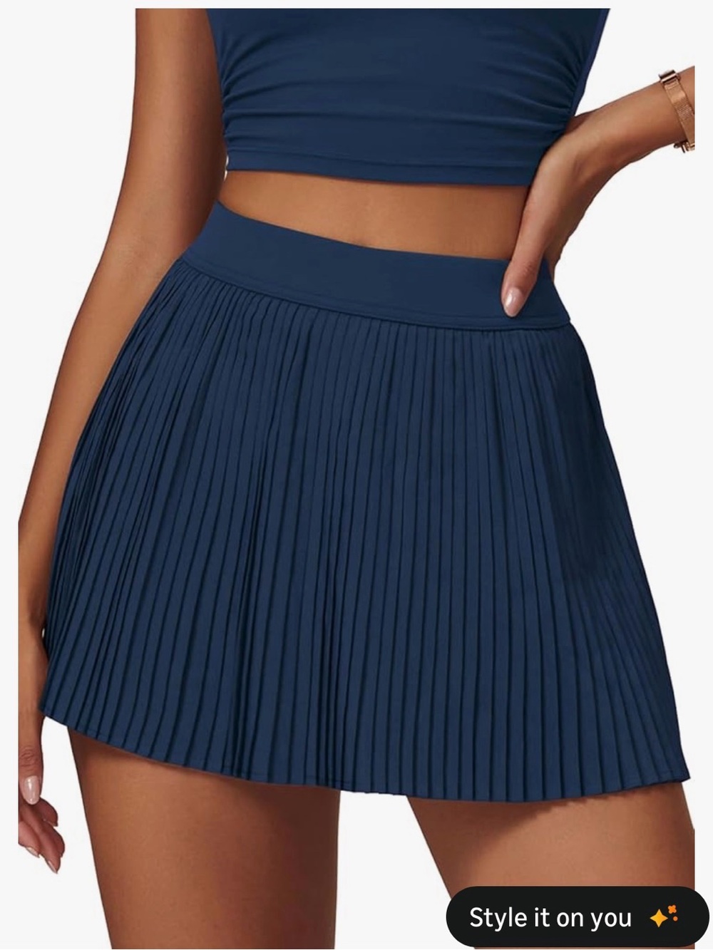 Women's Navy Pleated Mini Skirt